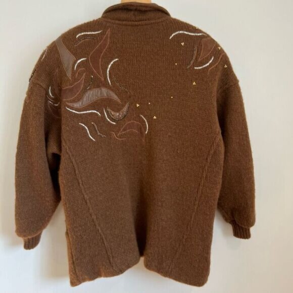 Vintage Magnolia Women’s Medium Chocolate Brown Mohair Leather Bomber Jacket Fal - Picture 15 of 15